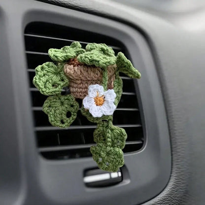 1pc Handmade Knitted Car Vent Hanging Basket, Car Decor Vent Clip Ornament, Gift For Car Vent Planter