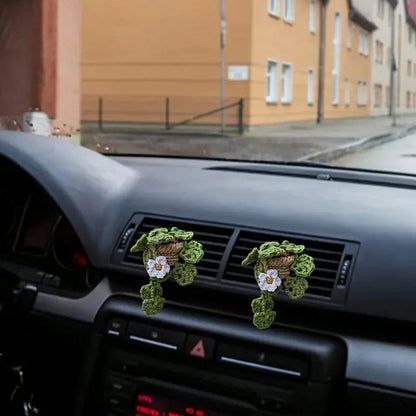 1pc Handmade Knitted Car Vent Hanging Basket, Car Decor Vent Clip Ornament, Gift For Car Vent Planter