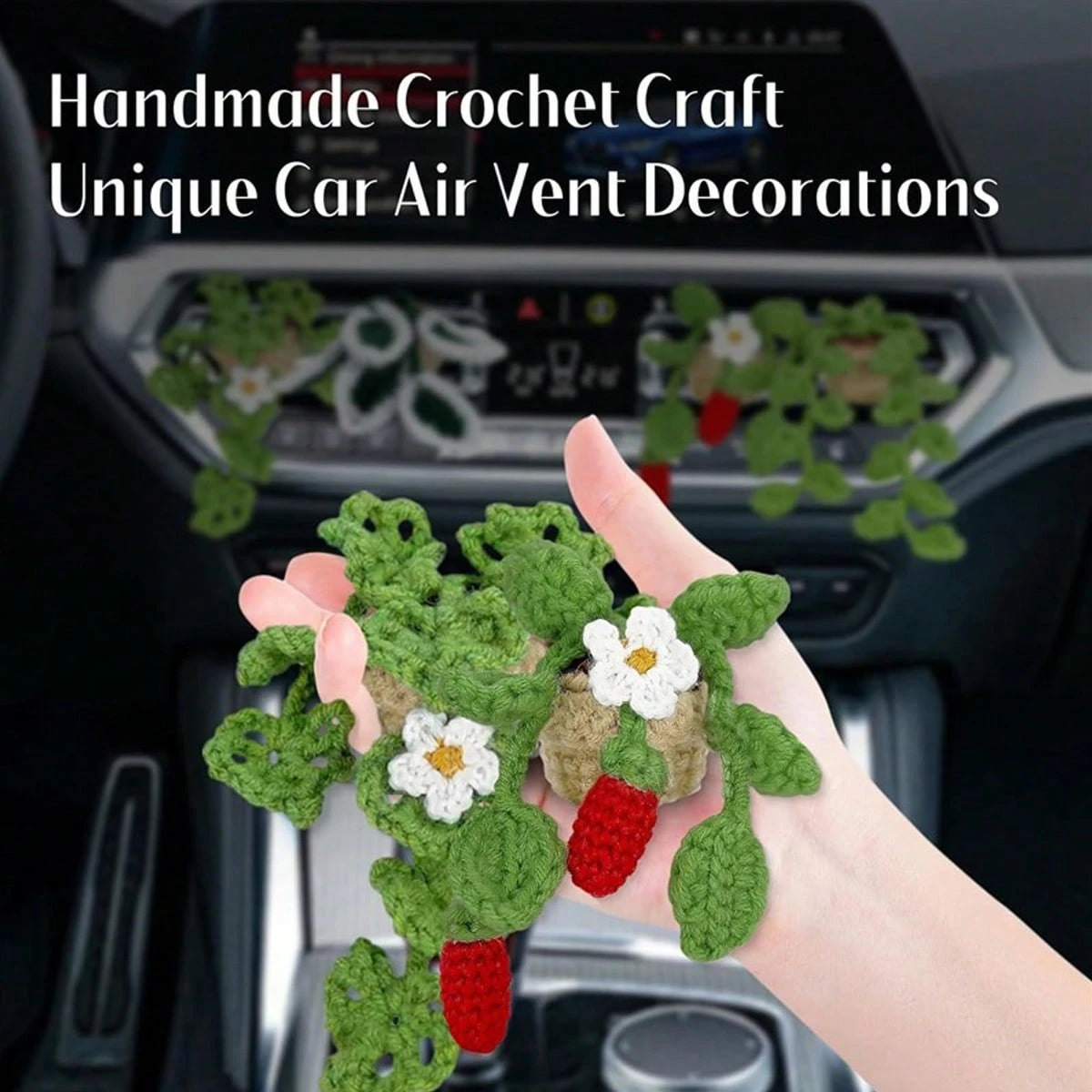 1pc Handmade Knitted Car Vent Hanging Basket, Car Decor Vent Clip Ornament, Gift For Car Vent Planter