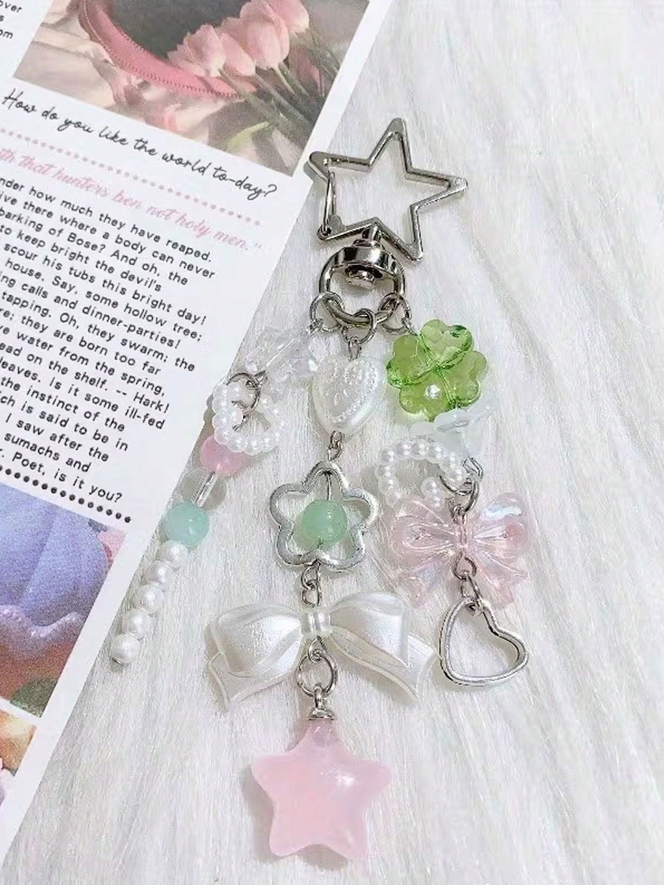 1pc Korean Style Fresh Green Acrylic Forest Keychain Pendant, Suitable For Car Keys, Phones, Bags, Lightweight And Durable, Minimalist Design For Daily Use