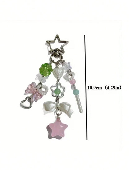 1pc Korean Style Fresh Green Acrylic Forest Keychain Pendant, Suitable For Car Keys, Phones, Bags, Lightweight And Durable, Minimalist Design For Daily Use