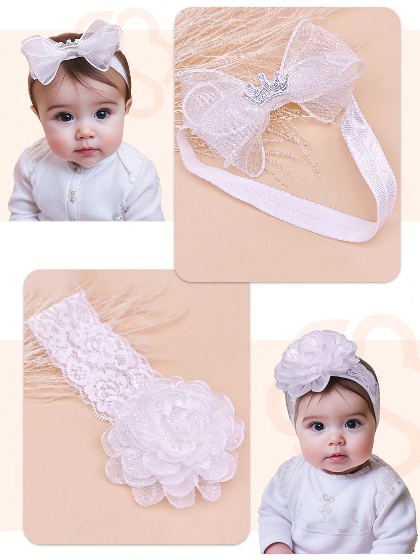 1pc Lace Flower Baby Headband Suitable For Daily Wear And Gift Set Baby Hairband Love Valentine