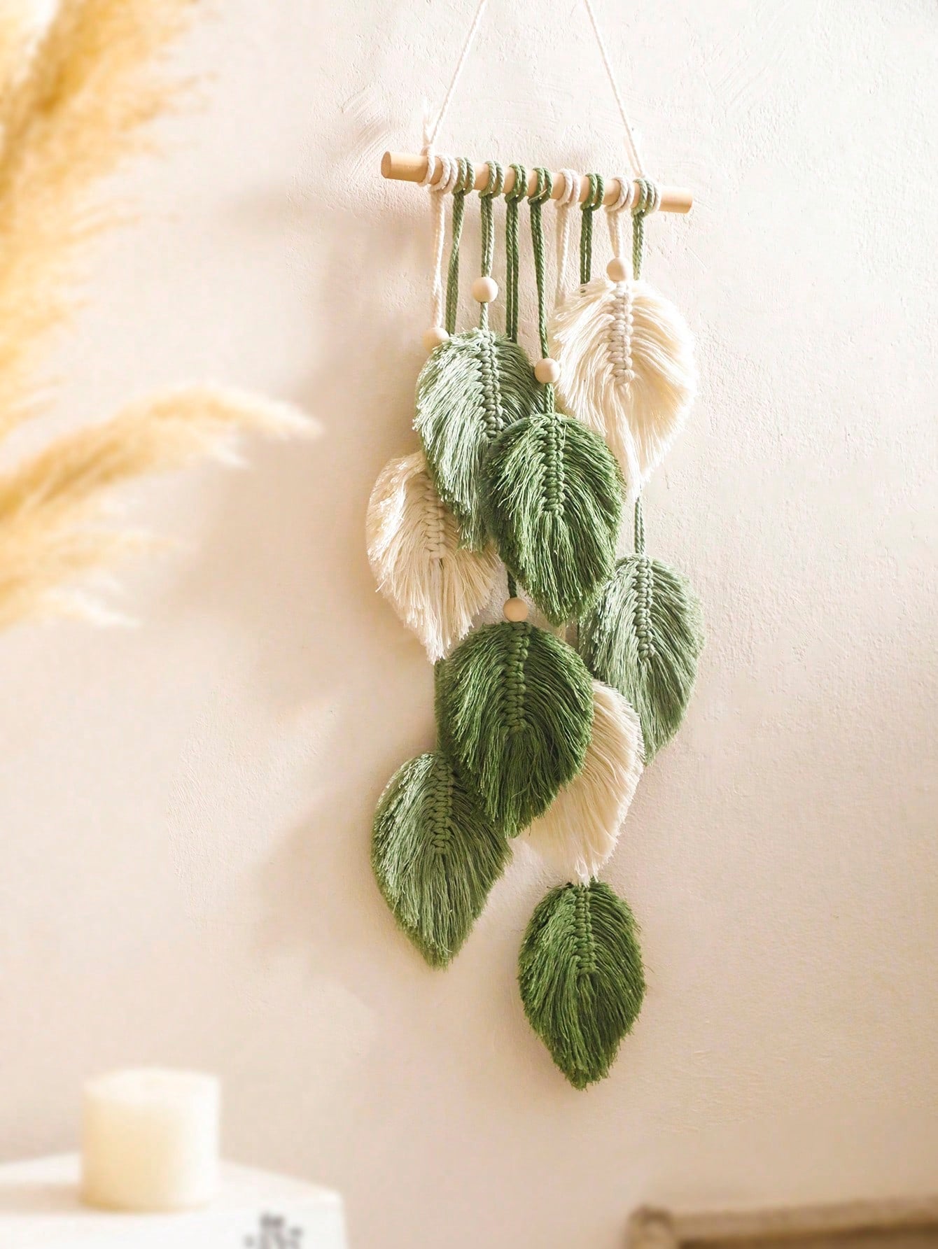 1pc Leaf-Shaped Wall Hanging, Boho Style Room Decor, Handwoven Tassel Tapestry, Rustic Farmhouse Wall Decor, Suitable For Living Room, Bedroom, Entryway And Holiday Home