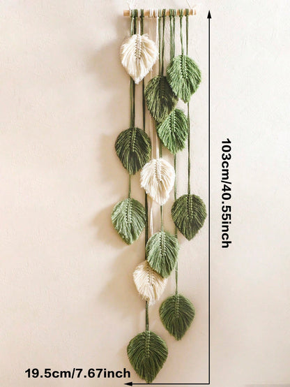 1pc Leaf-Shaped Wall Hanging, Boho Style Room Decor, Handwoven Tassel Tapestry, Rustic Farmhouse Wall Decor, Suitable For Living Room, Bedroom, Entryway And Holiday Home