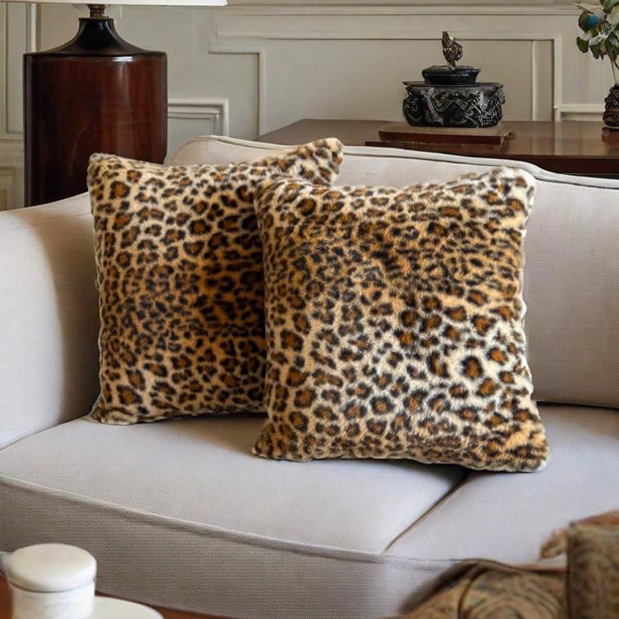 1pc Leopard Print Pillow Cover, Luxury Style Pillow Case Suitable For Bedroom, Sofa, Living Room, Great Gift