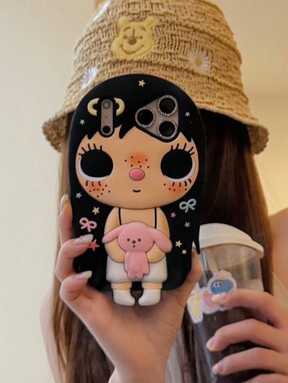 1pc Long Hair Girl Holding Baby Silicone Shockproof Phone Case Compatible With IPhone 13 Pro Max/14 Pro Max/15 Pro Max/16/16 Pro/16 Pro Max 17/17 Pro/17 Pro Max