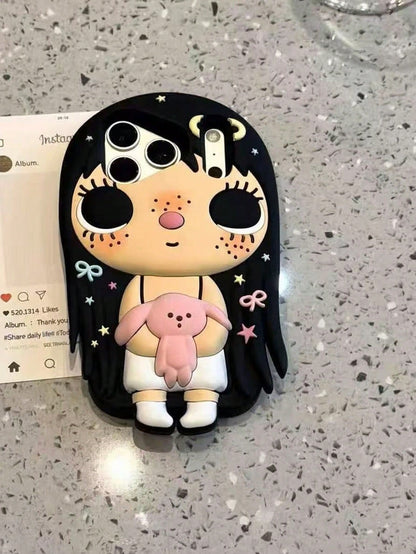 1pc Long Hair Girl Holding Baby Silicone Shockproof Phone Case Compatible With IPhone 13 Pro Max/14 Pro Max/15 Pro Max/16/16 Pro/16 Pro Max 17/17 Pro/17 Pro Max