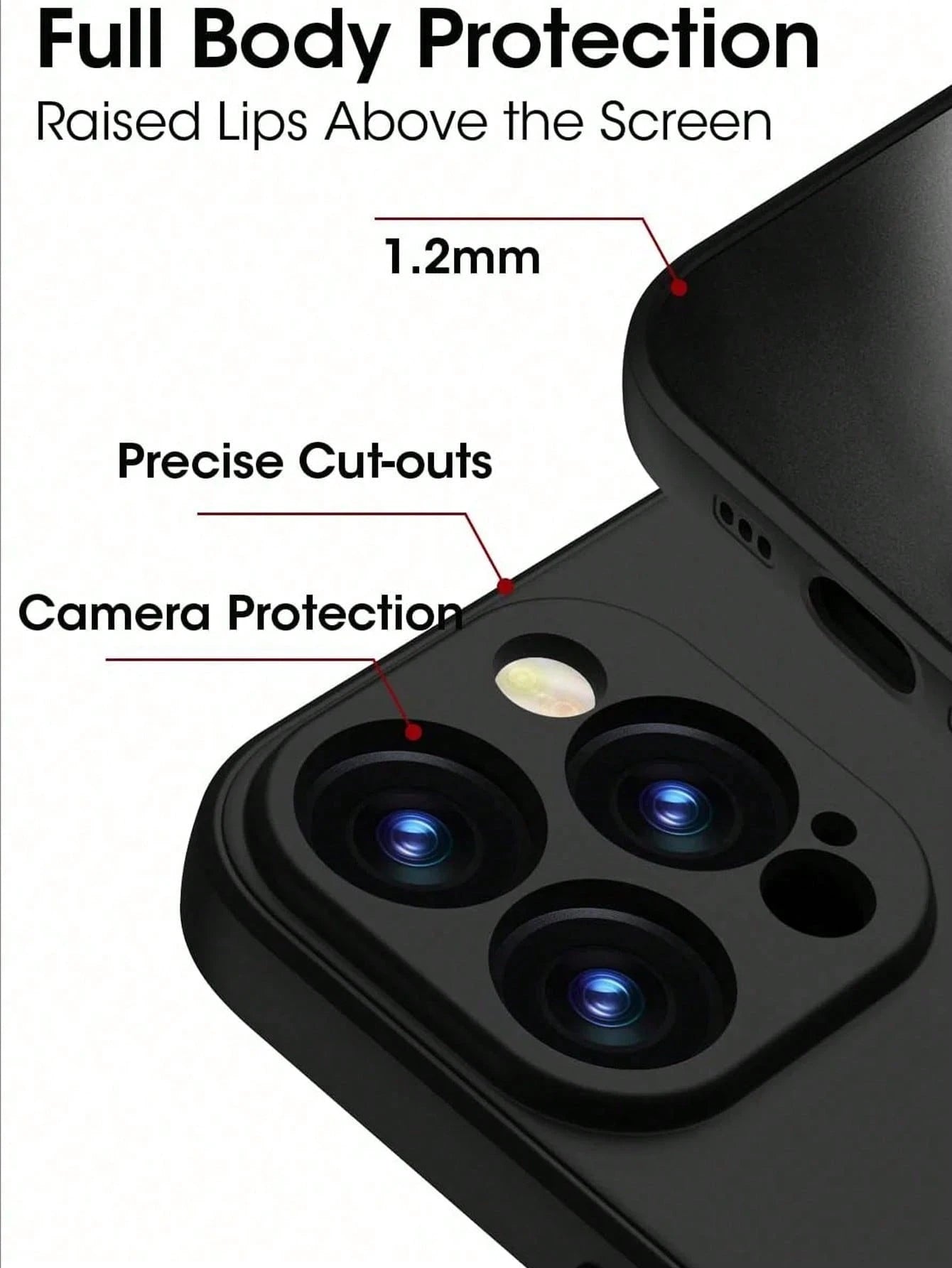 1pc Luxury Solid Color Shockproof Phone Case With Camera Protection, Compatible With IPhone 17/17 Air/17 Pro/17 Pro Max/16/16 Pro/16 Plus/16 Pro Max/16 15 14 13 12 11 Pro Max Plus Series, Shock-Absorb