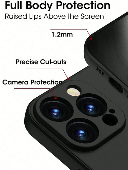1pc Luxury Solid Color Shockproof Phone Case With Camera Protection, Compatible With IPhone 17/17 Air/17 Pro/17 Pro Max/16/16 Pro/16 Plus/16 Pro Max/16 15 14 13 12 11 Pro Max Plus Series, Shock-Absorb