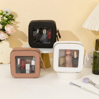 1pc Makeup Bag Pink, White, Black, Single-Sided Transparent, Medium Size Waterproof, Lipstick Storage Bag, Women's Makeup Bag, Small Makeup Storage Box, Women's Travel Bag, Large Capacity Makeup Brush