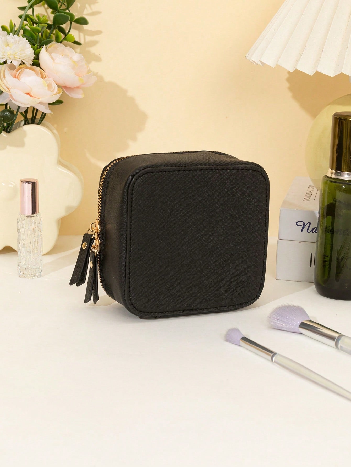 1pc Makeup Bag Pink, White, Black, Single-Sided Transparent, Medium Size Waterproof, Lipstick Storage Bag, Women's Makeup Bag, Small Makeup Storage Box, Women's Travel Bag, Large Capacity Makeup Brush