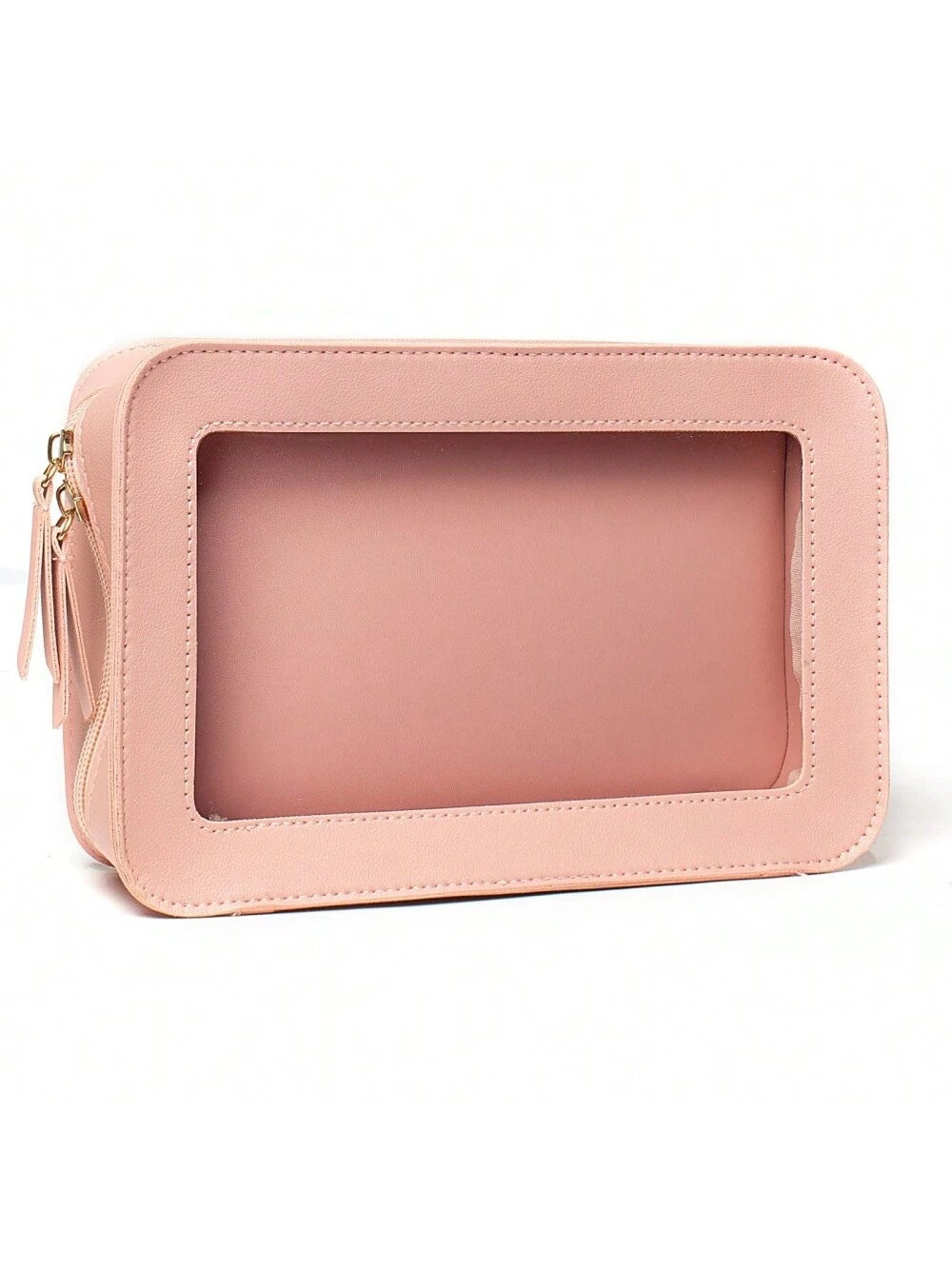 1pc Makeup Bag Pink, White, Black, Single-Sided Transparent, Medium Size Waterproof, Lipstick Bag, Women's Makeup Bag, Small Bag Storage Makeup Box, Women's Travel Bag, Large Capacity Makeup Brush Sto