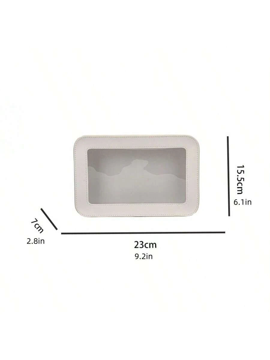 1pc Makeup Bag Pink, White, Black, Single-Sided Transparent, Medium Size Waterproof, Lipstick Bag, Women's Makeup Bag, Small Bag Storage Makeup Box, Women's Travel Bag, Large Capacity Makeup Brush Sto