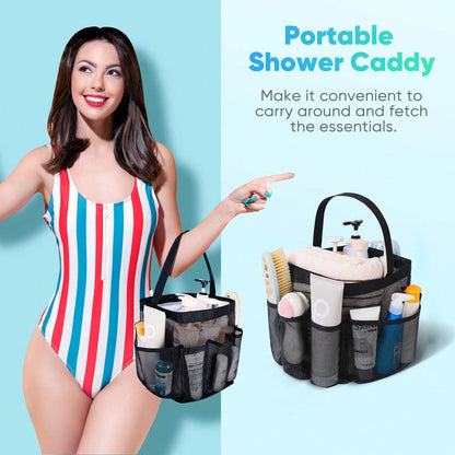 1pc Mesh Shower Caddy Basket Portable For College Dorm Room Essentials,Portable Bathroom Organizer For Travel,Shower Caddy Dorm With 8-Pocket Large Capacity,Shower Bag For Beach,Swimming,Gym