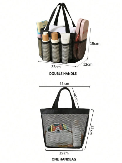 1pc Mesh Shower Caddy, Portable, Suitable For College Dorms, Travel Essential Bathroom Storage, Large Capacity 8-Pocket Shower Caddy, Also Suitable For Beach, Swimming, Gym And More