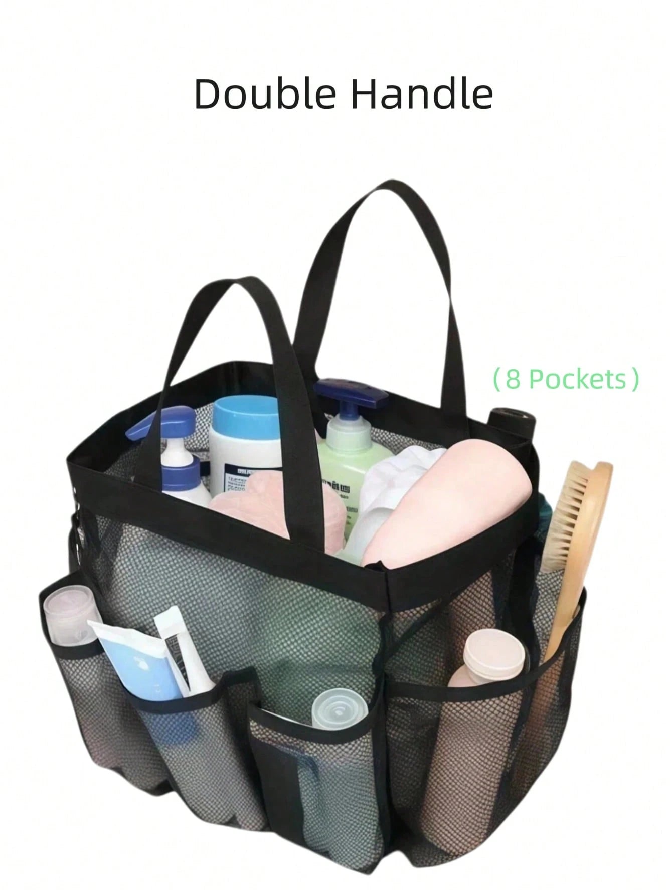 1pc Mesh Shower Caddy, Portable, Suitable For College Dorms, Travel Essential Bathroom Storage, Large Capacity 8-Pocket Shower Caddy, Also Suitable For Beach, Swimming, Gym And More
