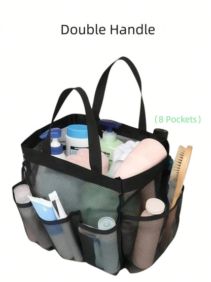 1pc Mesh Shower Caddy, Portable, Suitable For College Dorms, Travel Essential Bathroom Storage, Large Capacity 8-Pocket Shower Caddy, Also Suitable For Beach, Swimming, Gym And More
