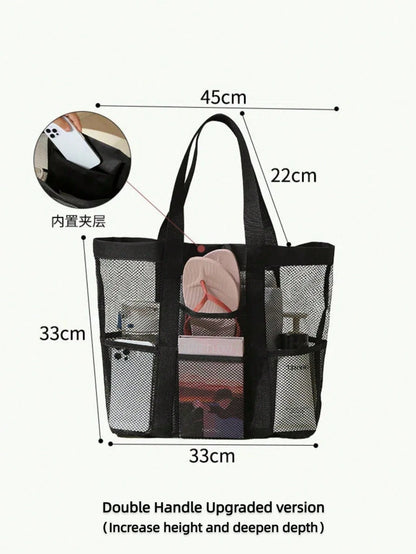 1pc Mesh Shower Caddy, Portable, Suitable For College Dorms, Travel Essential Bathroom Storage, Large Capacity 8-Pocket Shower Caddy, Also Suitable For Beach, Swimming, Gym And More
