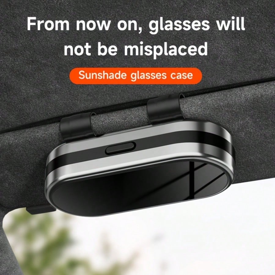 1pc Metal Smooth Surface & Abs High-End Fashion Glasses Holder For Car Sun Visor, Auto Eyeglasses Organizer Box, Auto Sunglass Holder Protective Box For Truck, SUV, RV