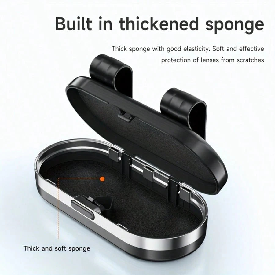 1pc Metal Smooth Surface & Abs High-End Fashion Glasses Holder For Car Sun Visor, Auto Eyeglasses Organizer Box, Auto Sunglass Holder Protective Box For Truck, SUV, RV