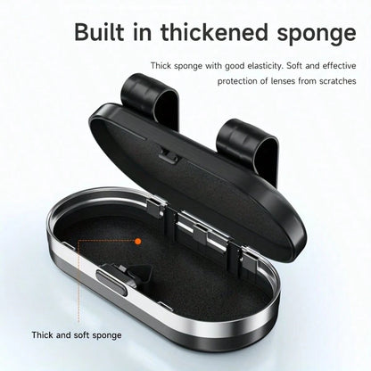 1pc Metal Smooth Surface & Abs High-End Fashion Glasses Holder For Car Sun Visor, Auto Eyeglasses Organizer Box, Auto Sunglass Holder Protective Box For Truck, SUV, RV