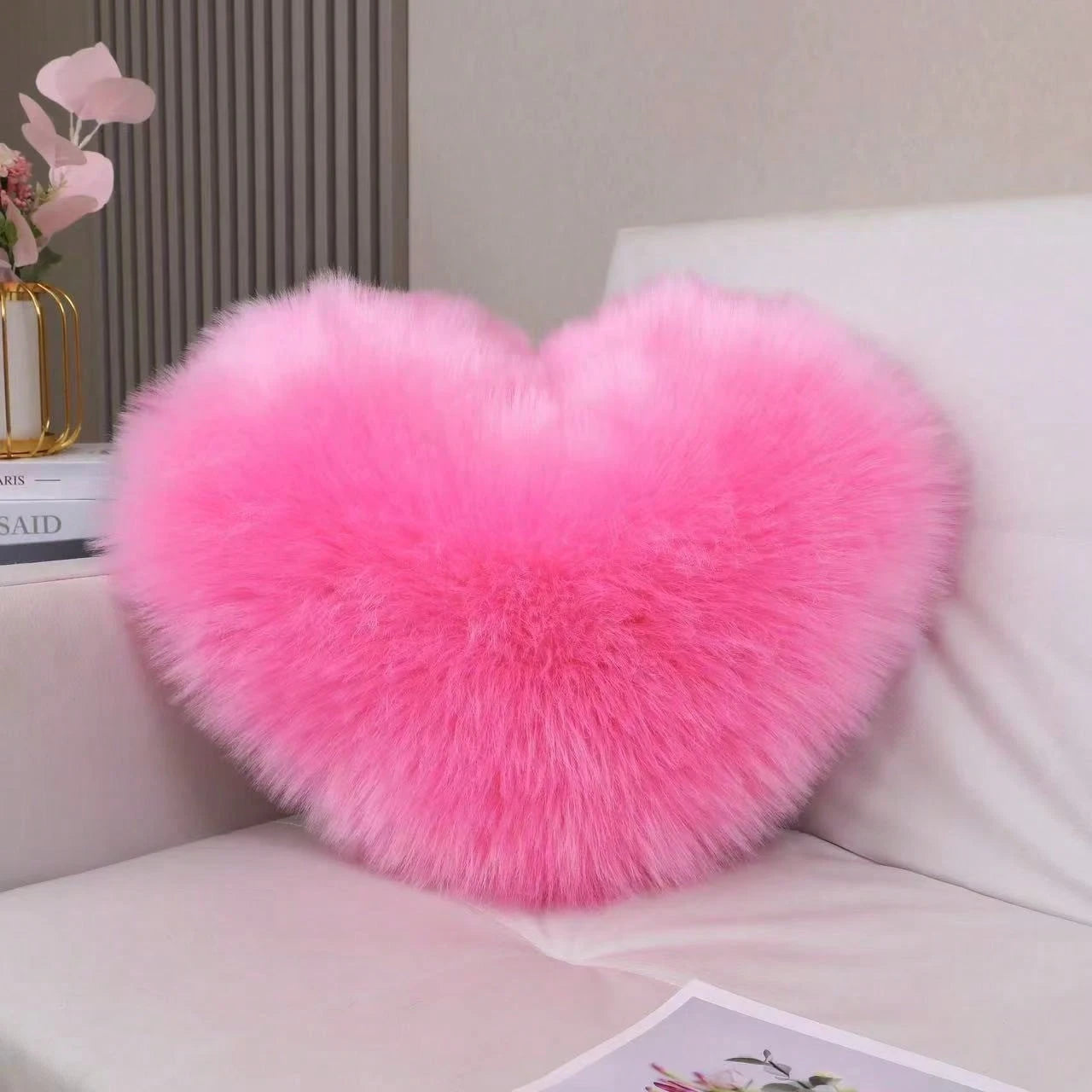 1pc Mini Heart-Shaped Plush Pillow, Bedroom Decor, Sofa, Car Lumbar Cushion, Filled Inner