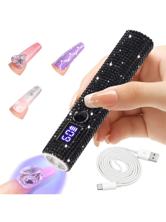 1pc Mini UV LED Nail Lamp, Portable, Suitable For Nail Polish Gel, Fast Drying, Rechargeable Curing UV Light With LED Display, Manicure Tool