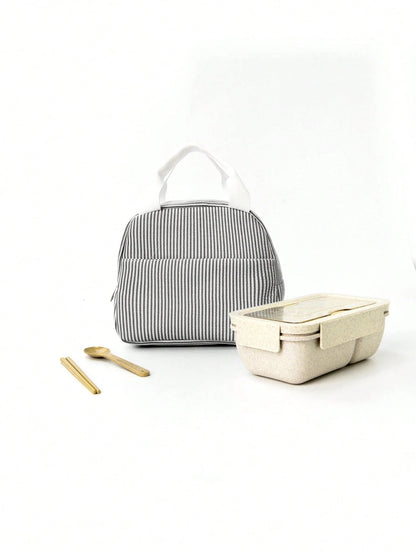 1pc Minimalist Insulated Lunch Bag, Student Lunch Box, Food Bag, Casual Picnic Bag, Camping Bag, Insulated Bag, Suitable For Office, School, Portable Large Capacity, Suitable For Travel, Picnic, Outdo