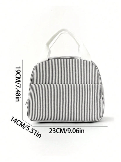 1pc Minimalist Insulated Lunch Bag, Student Lunch Box, Food Bag, Casual Picnic Bag, Camping Bag, Insulated Bag, Suitable For Office, School, Portable Large Capacity, Suitable For Travel, Picnic, Outdo