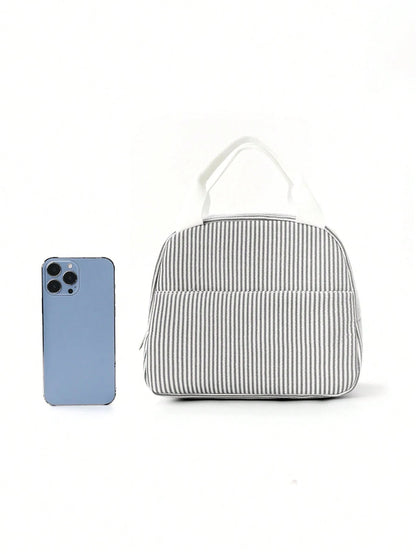 1pc Minimalist Insulated Lunch Bag, Student Lunch Box, Food Bag, Casual Picnic Bag, Camping Bag, Insulated Bag, Suitable For Office, School, Portable Large Capacity, Suitable For Travel, Picnic, Outdo