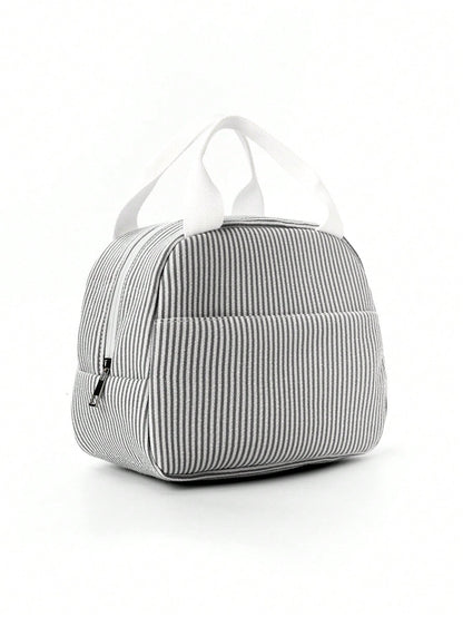 1pc Minimalist Insulated Lunch Bag, Student Lunch Box, Food Bag, Casual Picnic Bag, Camping Bag, Insulated Bag, Suitable For Office, School, Portable Large Capacity, Suitable For Travel, Picnic, Outdo