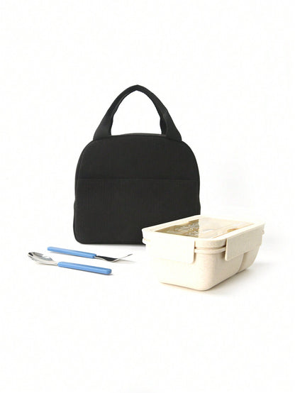1pc Minimalist Insulated Lunch Bag, Student Lunch Box, Food Bag, Casual Picnic Bag, Camping Bag, Insulated Bag, Suitable For Office, School, Portable Large Capacity, Suitable For Travel, Picnic, Outdo