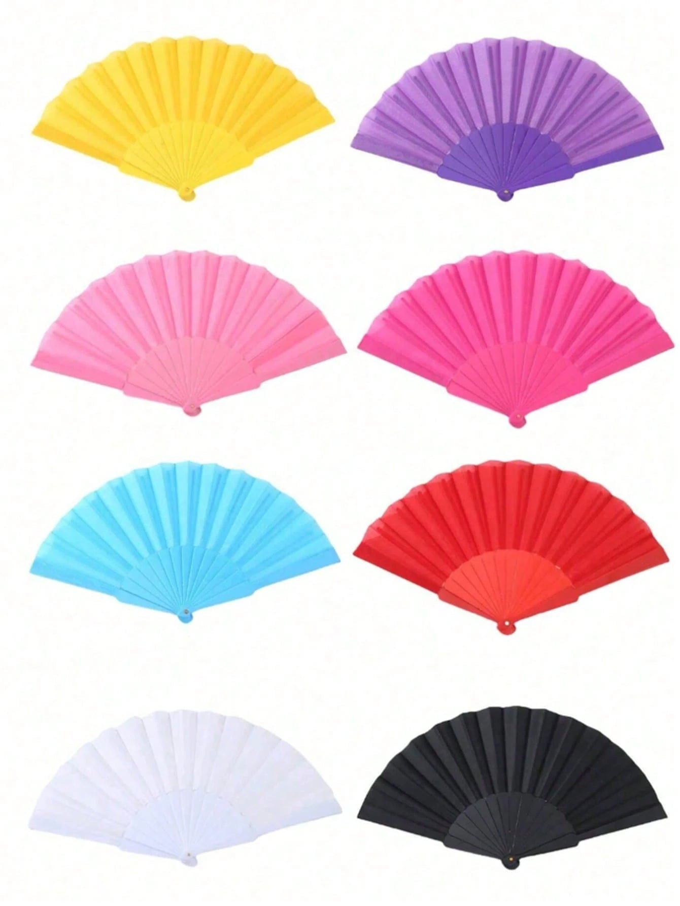 1pc Minimalist Solid Color Folding Fan - Chinese Style Women's Handheld Fan, Plastic Fan Ribs, Suitable For Party, Wedding Favor, Home Decor, Dance Performance, DIY Decoration (Black, White)