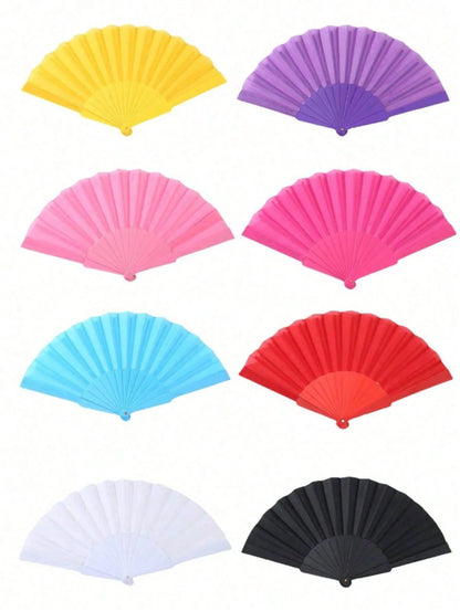 1pc Minimalist Solid Color Folding Fan - Chinese Style Women's Handheld Fan, Plastic Fan Ribs, Suitable For Party, Wedding Favor, Home Decor, Dance Performance, DIY Decoration (Black, White)