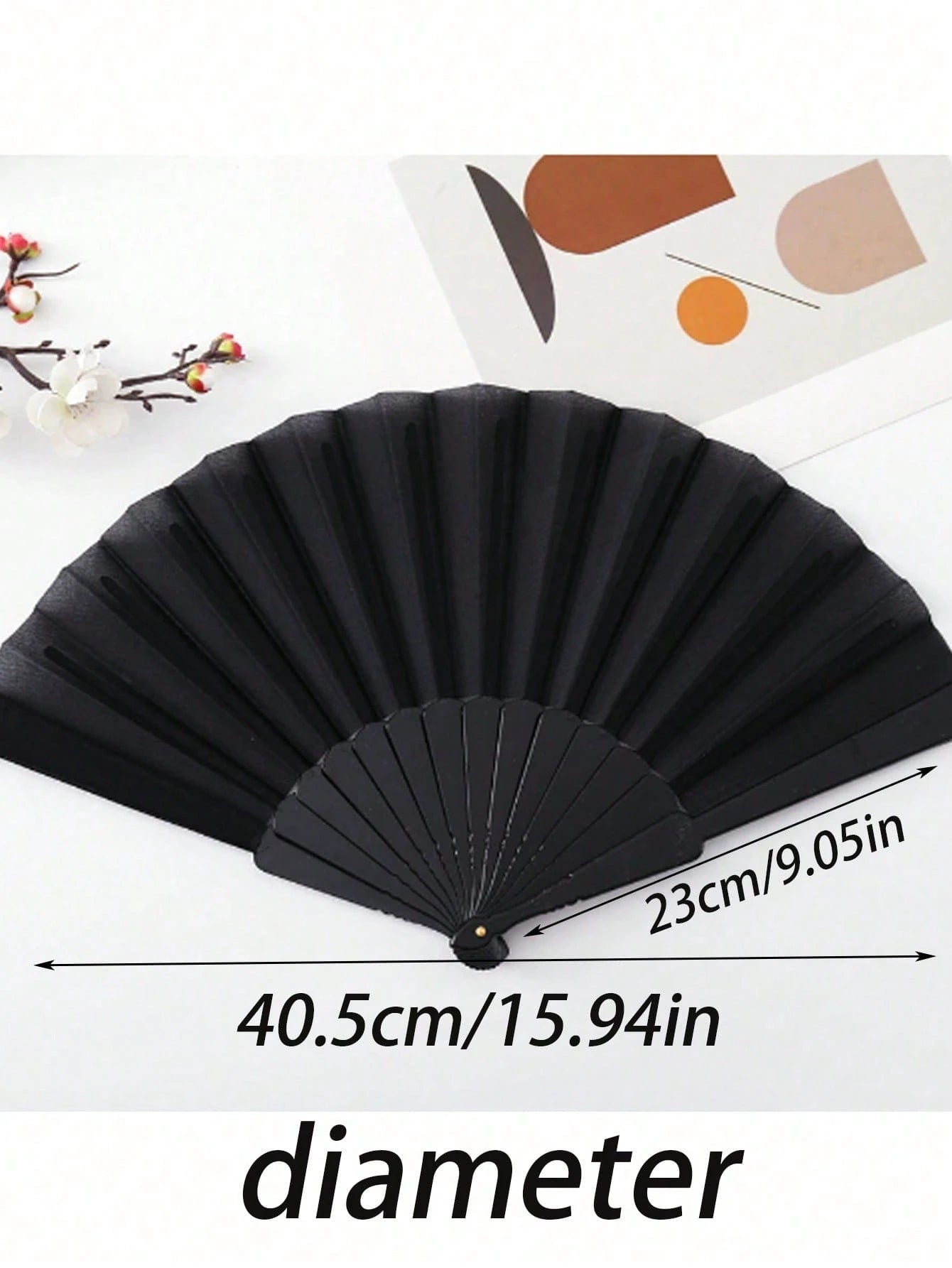 1pc Minimalist Solid Color Folding Fan - Chinese Style Women's Handheld Fan, Plastic Fan Ribs, Suitable For Party, Wedding Favor, Home Decor, Dance Performance, DIY Decoration (Black, White)