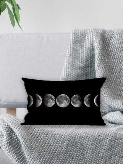 1pc Moon Phase Print Cushion Cover Without Filler, Modern Throw Pillow Case, Pillow Insert Not Include, For Sofa, Living Room