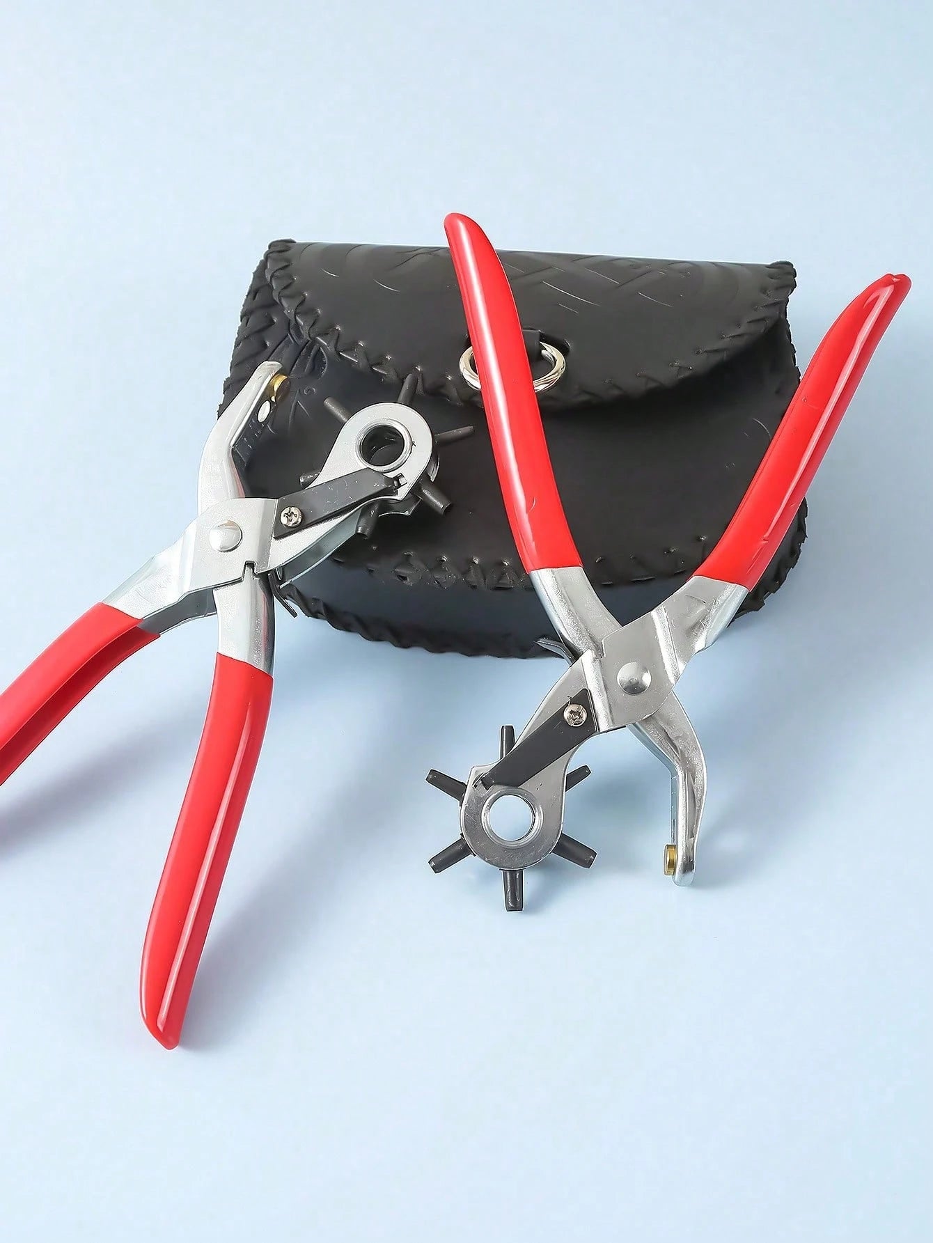 1Pc Multifunction Belt Punch Tool,Leather Hole Punch Tool 8.5" Heavy Duty 6 Size Revolving Leather Belt Hand Hole Puncher For Belts, Watch Bands, Straps, Dog Collars, Saddles, Shoes, Fabric, DIY Home