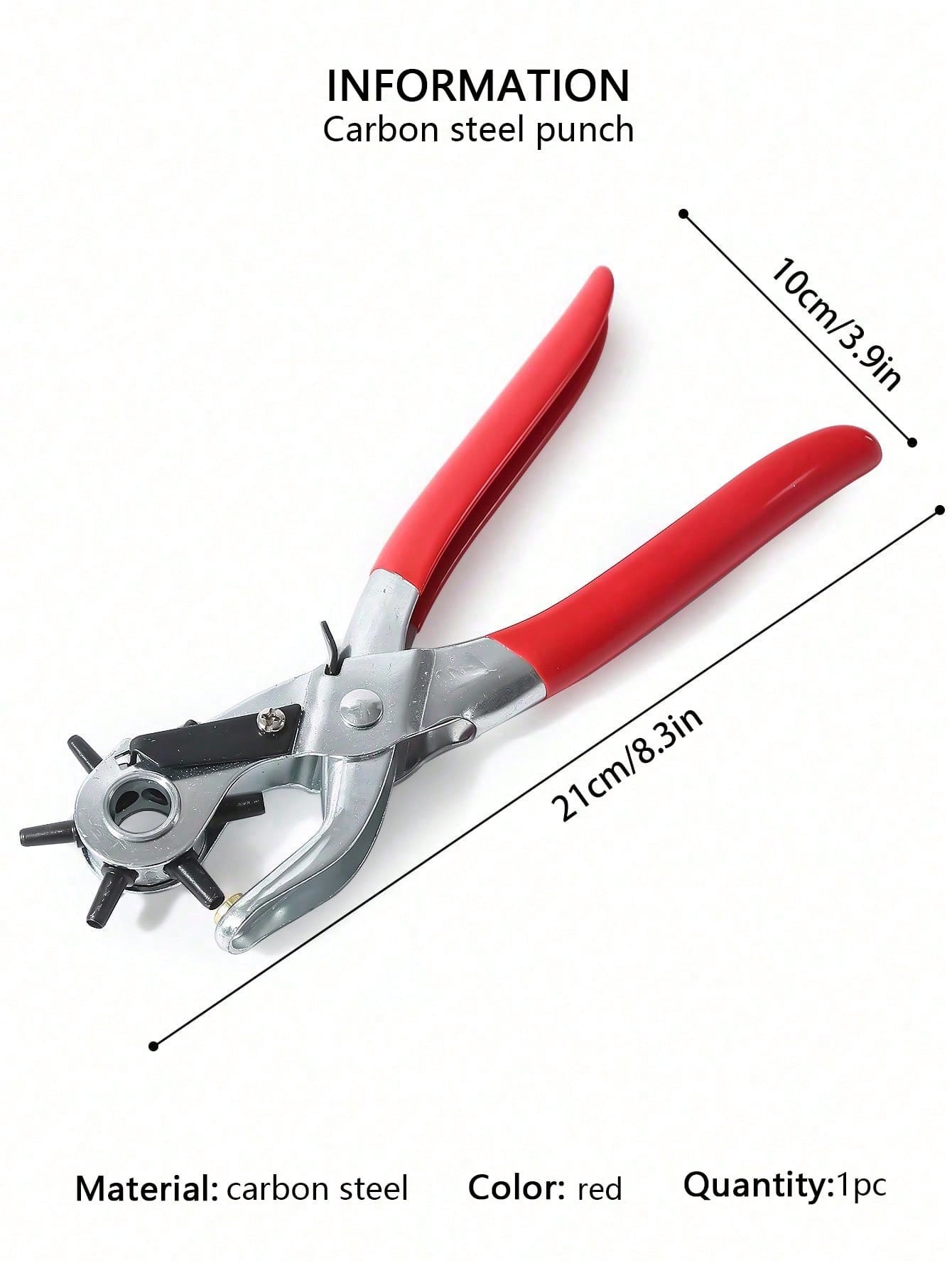 1Pc Multifunction Belt Punch Tool,Leather Hole Punch Tool 8.5" Heavy Duty 6 Size Revolving Leather Belt Hand Hole Puncher For Belts, Watch Bands, Straps, Dog Collars, Saddles, Shoes, Fabric, DIY Home