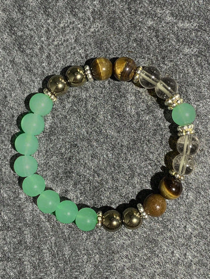 1pc Natural Yellow Quartz Tiger Eye Stone Bracelet, Women's Summer Beaded Bangle, Suitable As Gift