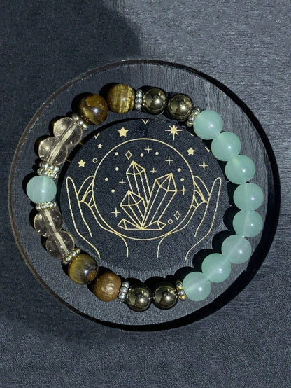 1pc Natural Yellow Quartz Tiger Eye Stone Bracelet, Women's Summer Beaded Bangle, Suitable As Gift