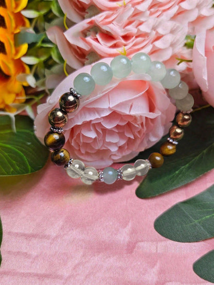 1pc Natural Yellow Quartz Tiger Eye Stone Bracelet, Women's Summer Beaded Bangle, Suitable As Gift