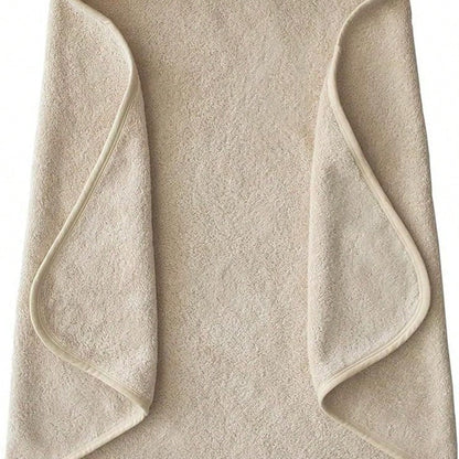 1pc Neutral Baby Solid Color Hooded Bath Towel, Unique Plain Design Baby Hooded Towel, Super Soft Newborn Bath Towel, Essential Baby Hooded Towel Large Size, All Season Universal Children Bath Towel C