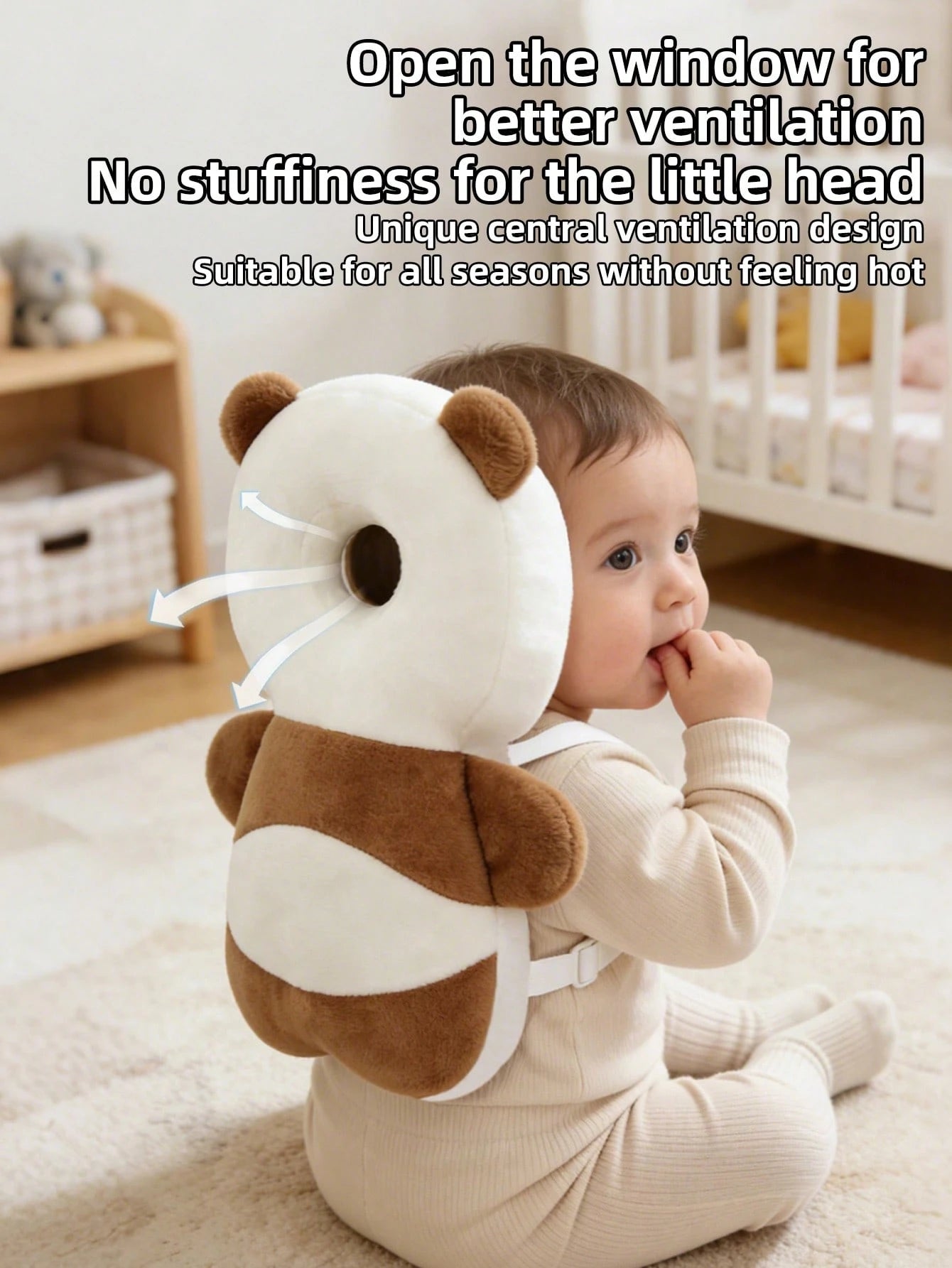 1pc New Brown Bear Head Pillow Anti-Fall Pillow, Upgraded Toddler Anti-Collision Hat, Baby Head Pillow, Baby Walker Anti-Collision Tool, Adjustable Baby Head Protection Pad Backpack- Cartoon Animal D