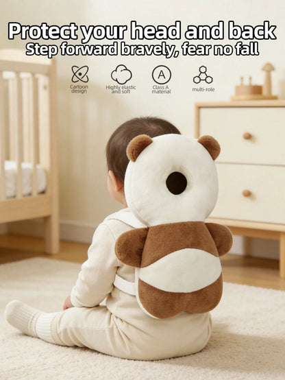 1pc New Brown Bear Head Pillow Anti-Fall Pillow, Upgraded Toddler Anti-Collision Hat, Baby Head Pillow, Baby Walker Anti-Collision Tool, Adjustable Baby Head Protection Pad Backpack- Cartoon Animal D
