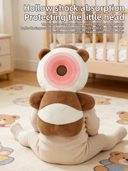1pc New Brown Bear Head Pillow Anti-Fall Pillow, Upgraded Toddler Anti-Collision Hat, Baby Head Pillow, Baby Walker Anti-Collision Tool, Adjustable Baby Head Protection Pad Backpack- Cartoon Animal D