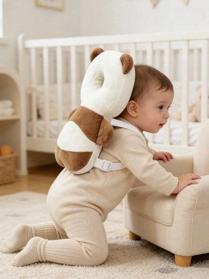 1pc New Brown Bear Head Pillow Anti-Fall Pillow, Upgraded Toddler Anti-Collision Hat, Baby Head Pillow, Baby Walker Anti-Collision Tool, Adjustable Baby Head Protection Pad Backpack- Cartoon Animal D