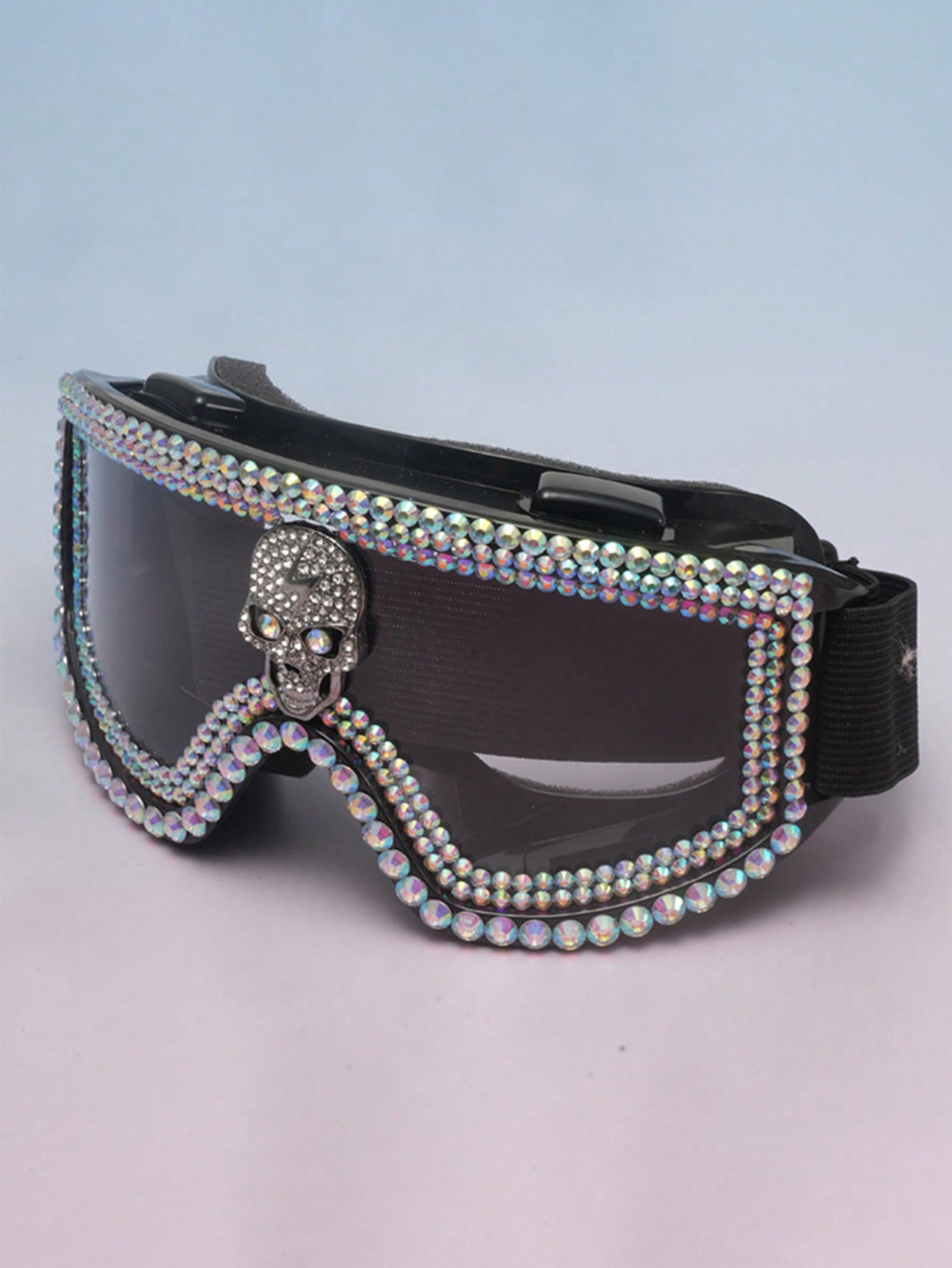 1pc New Elegant Beaded Skull Large Frame Colorful Film Skiing Goggles, Dust-Proof And Sand-Proof Cycling Protective Eyewear