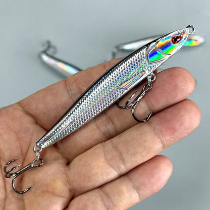 1pc New Sea Fishing Lure, 20g, Laser Reflective Minnow Hard Bait With Gold Foil