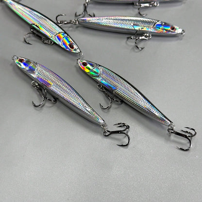 1pc New Sea Fishing Lure, 20g, Laser Reflective Minnow Hard Bait With Gold Foil