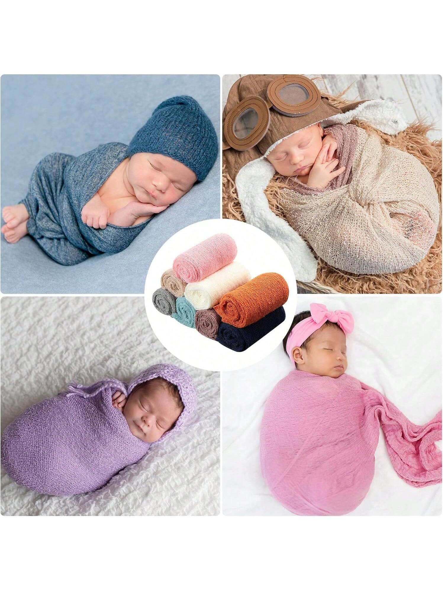 1pc Newborn Baby Photography Props Baby Stretch Wraps Newborn Wrap Long Ripple Wrap For Photography DIY Newborn Photo Blanket Baby Shower Easter Gifts Things For Girls/Boys